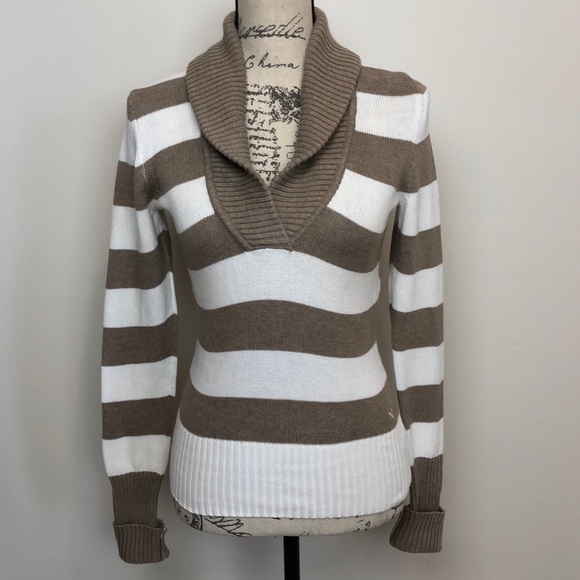 American Eagle Outfitters Sweaters - American Eagle Outfitters Beige & Cream Striped Sweater Size Small